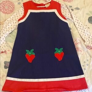 The Beaufort Bonnet Company Red and Blue Casual Dress with Puff Sleeves
